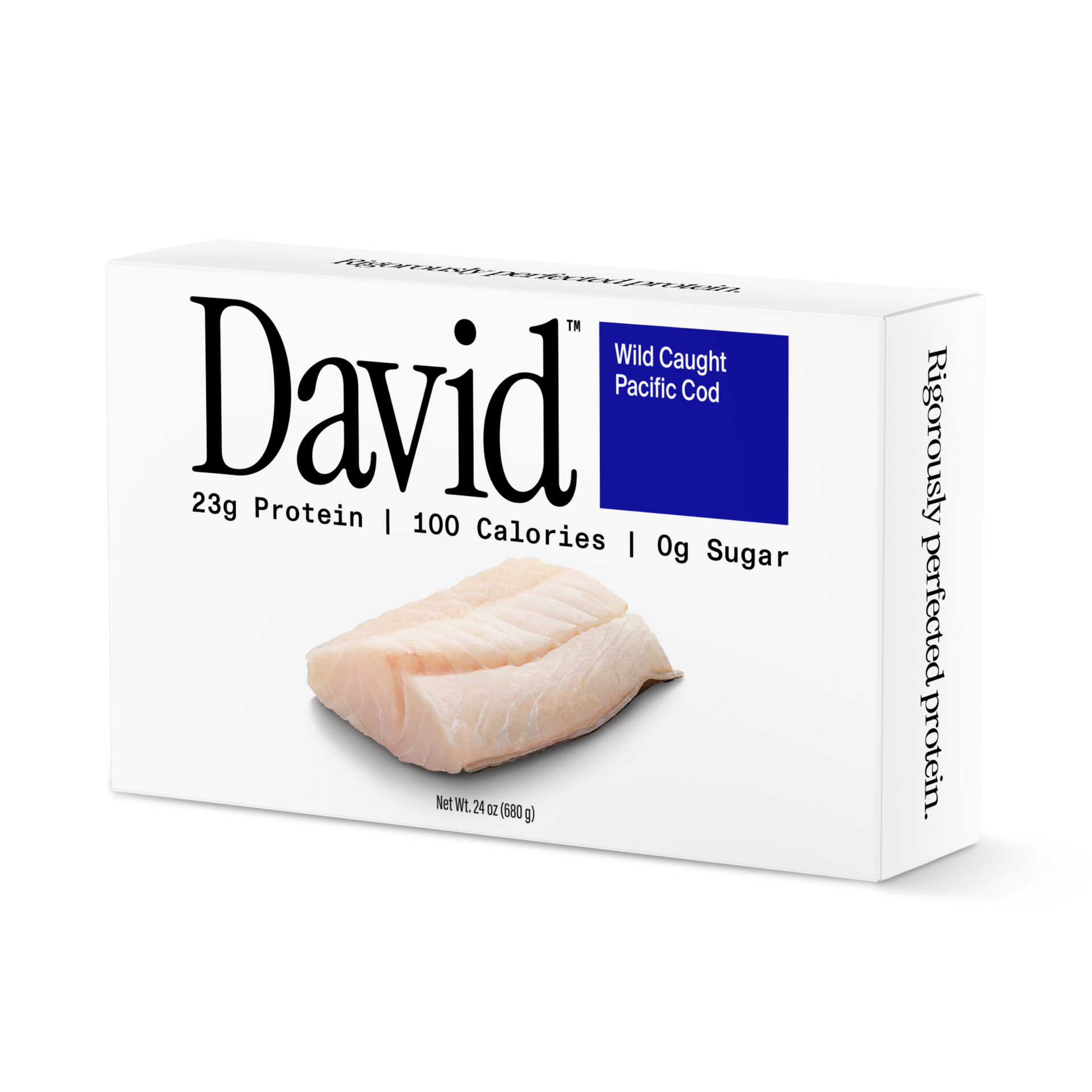 Box of David wild caught Pacific Cod on a transparent background